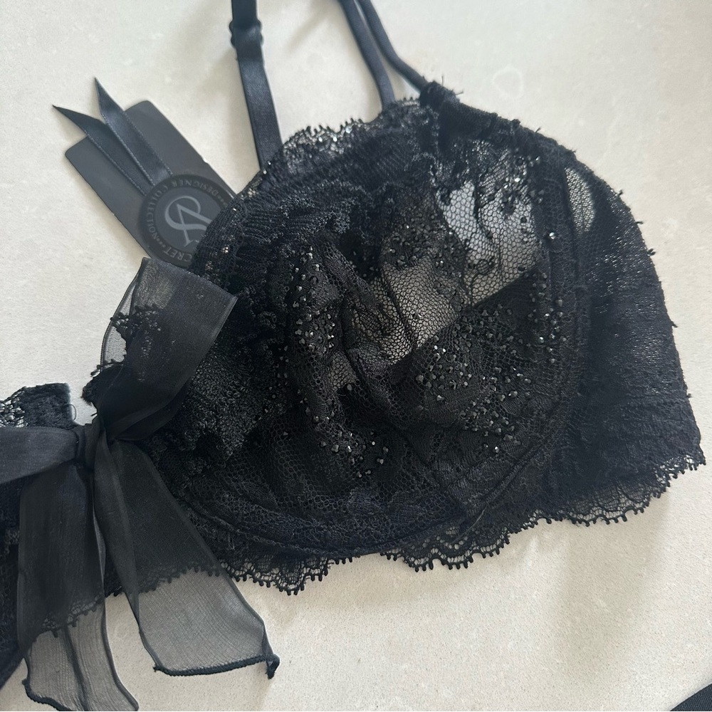 Victoria's Secret Designer Swarovski Black 36B Bra & Panty L Set - Picture 9 of 14
